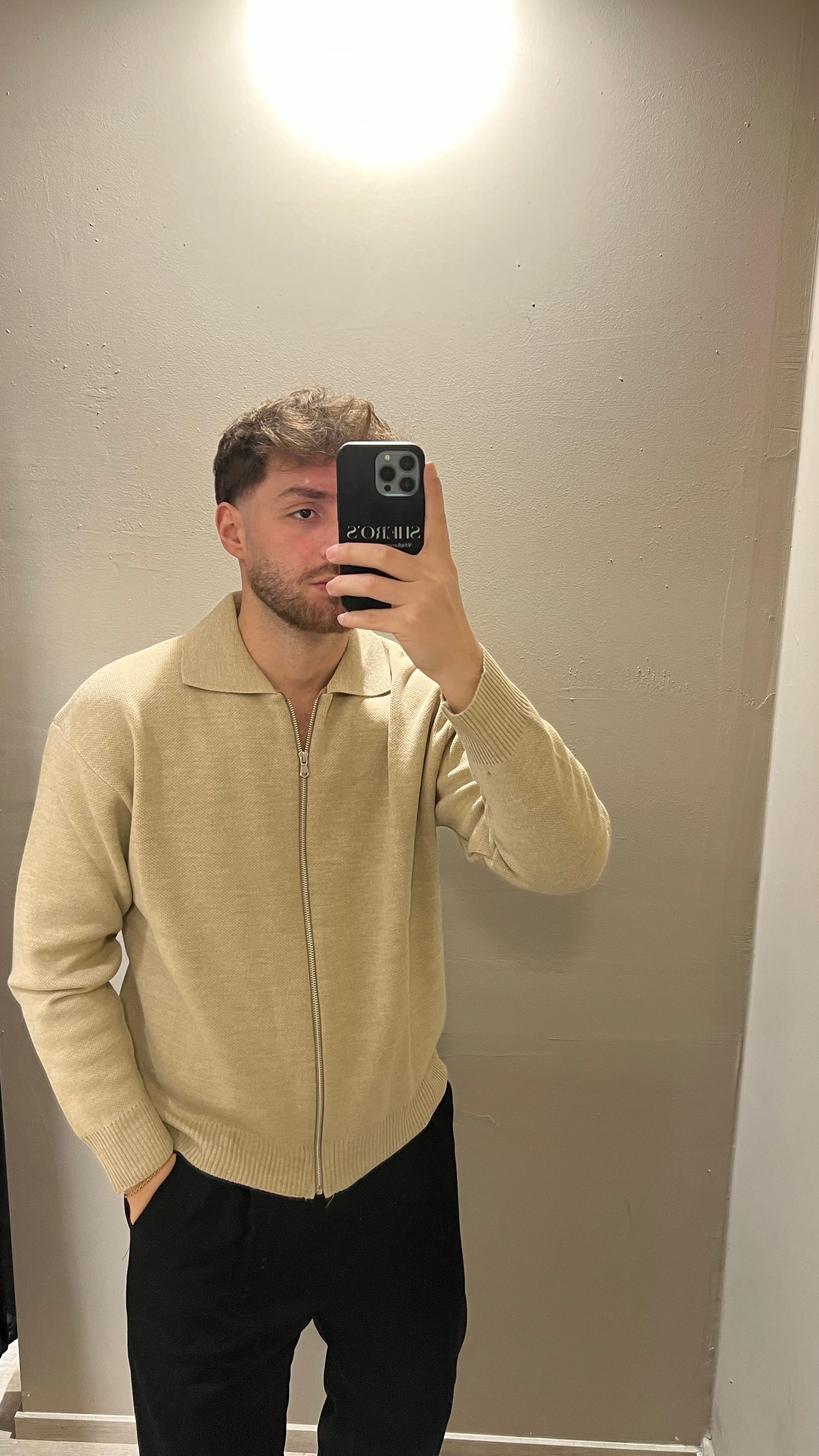 Cardigan polo con zip