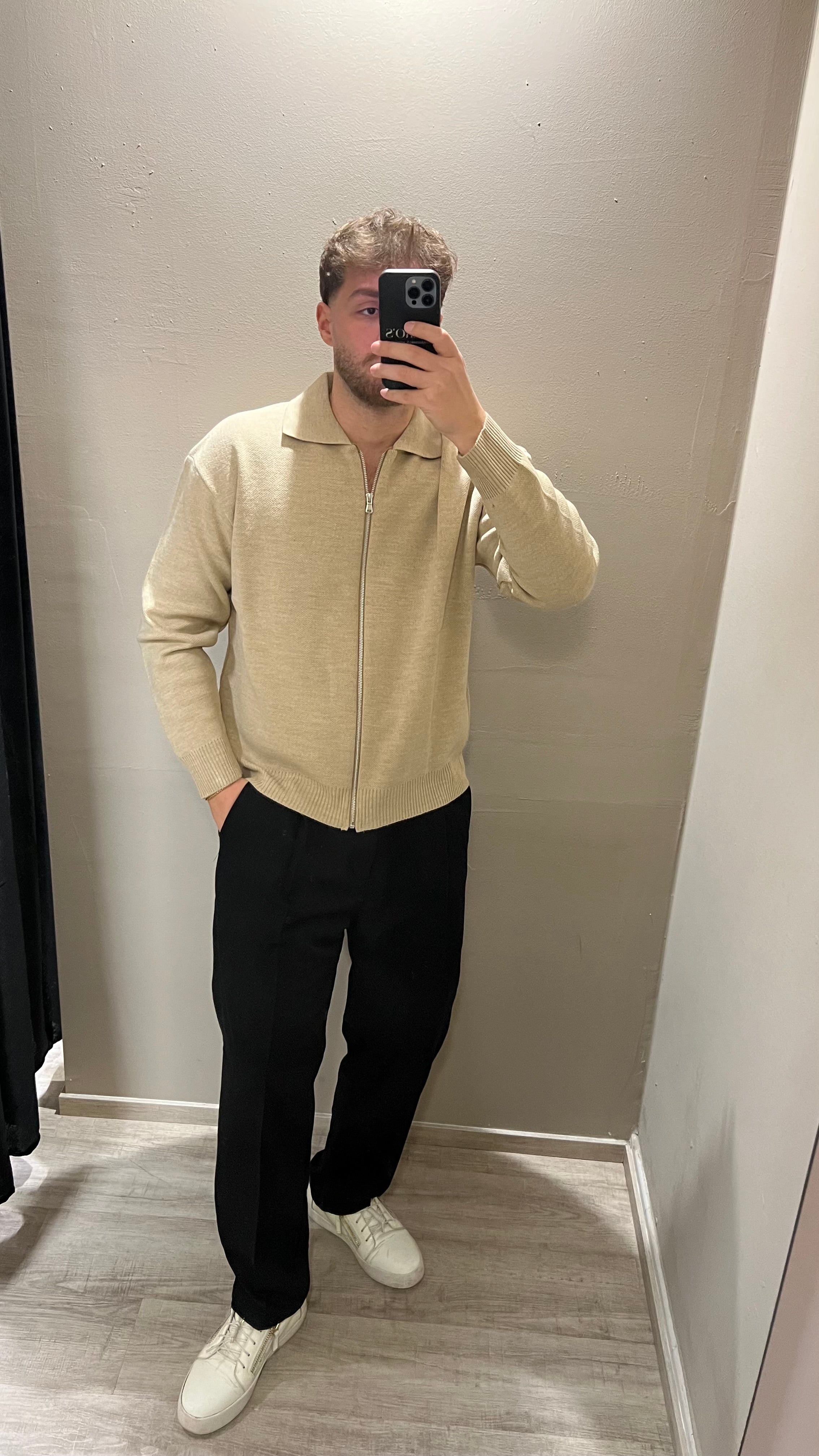 Cardigan polo con zip