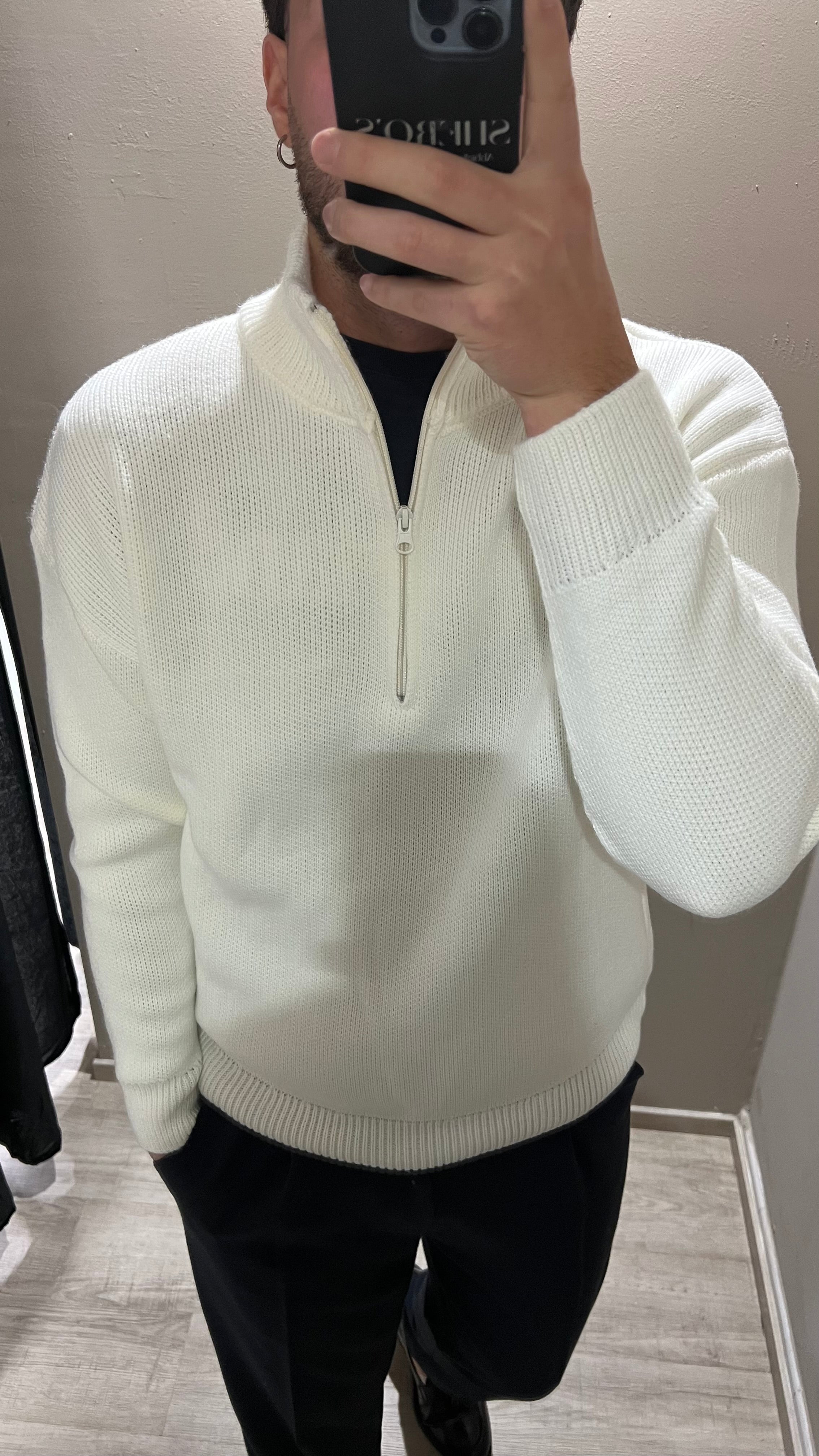 Maglia mezza zip misto lana