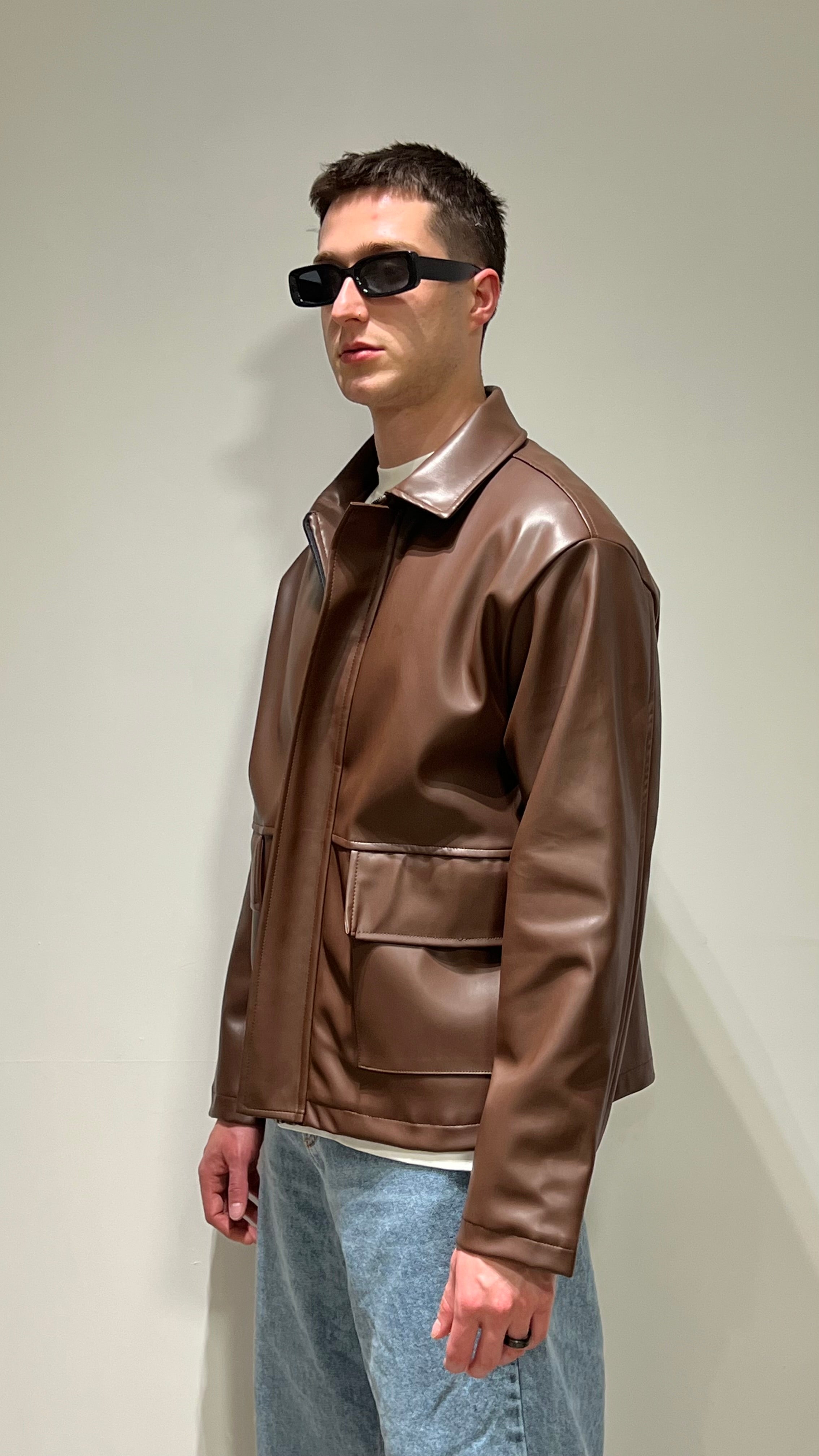 Giacca similpelle crop