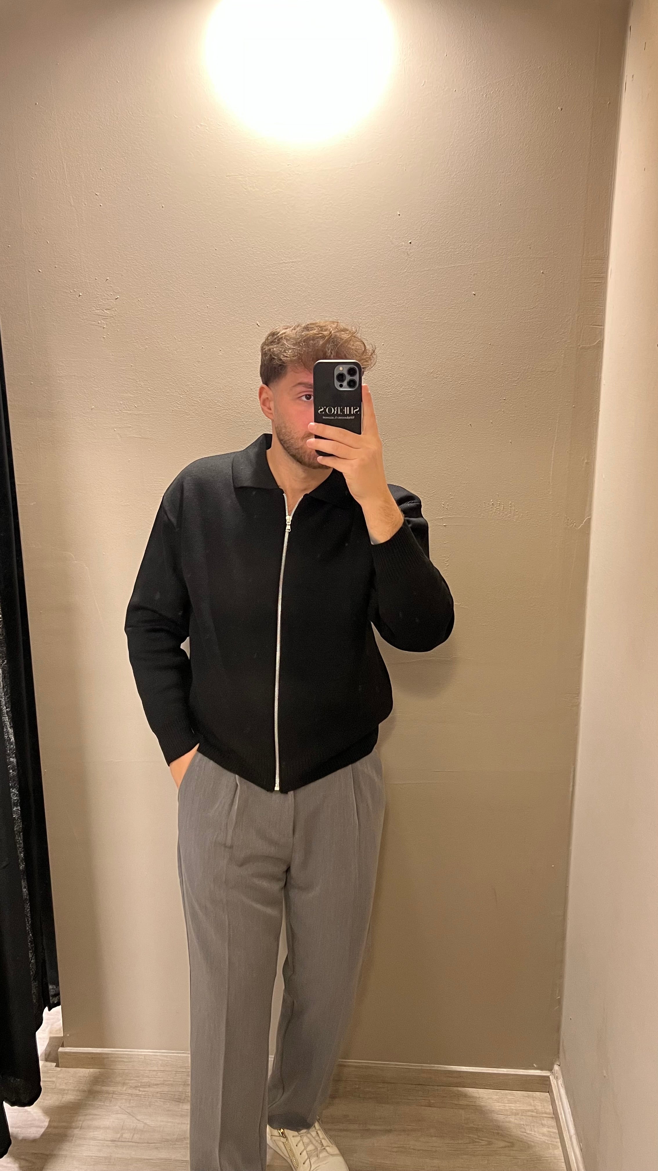 Cardigan polo con zip