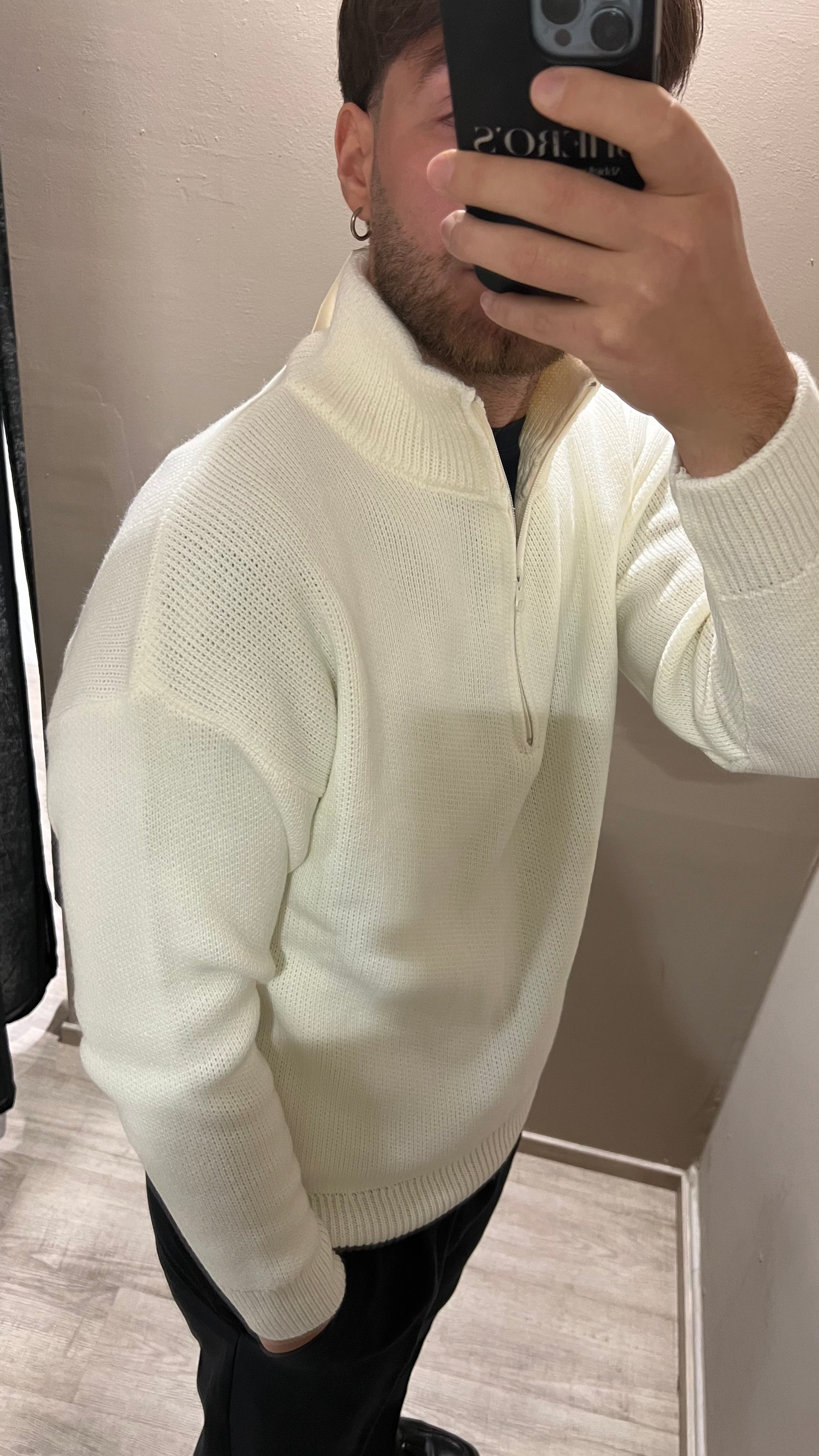 Maglia mezza zip misto lana