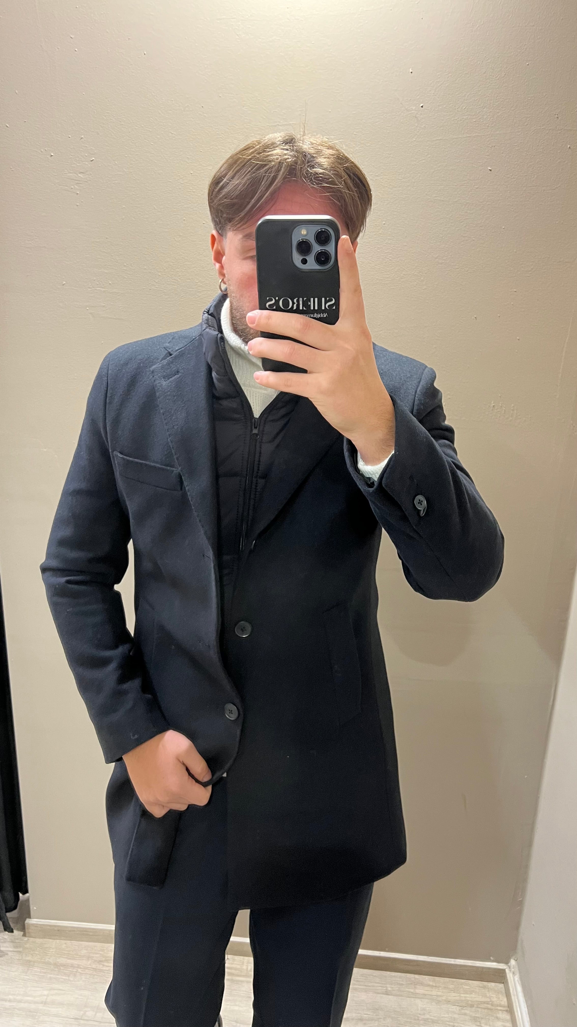 Cappotto monopetto con pettorina rimovibile