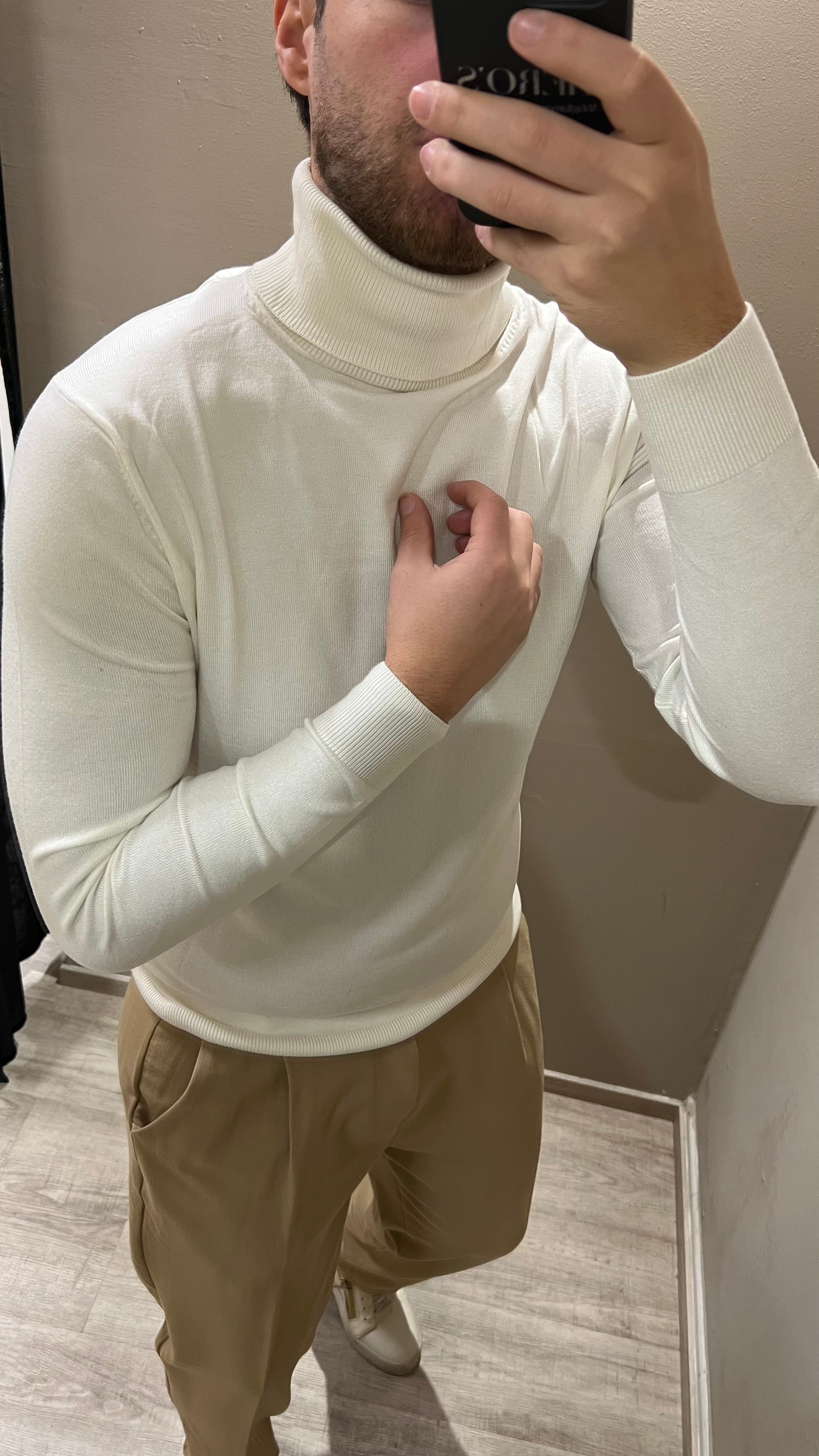 Dolcevita a maglia in viscosa soft - panna