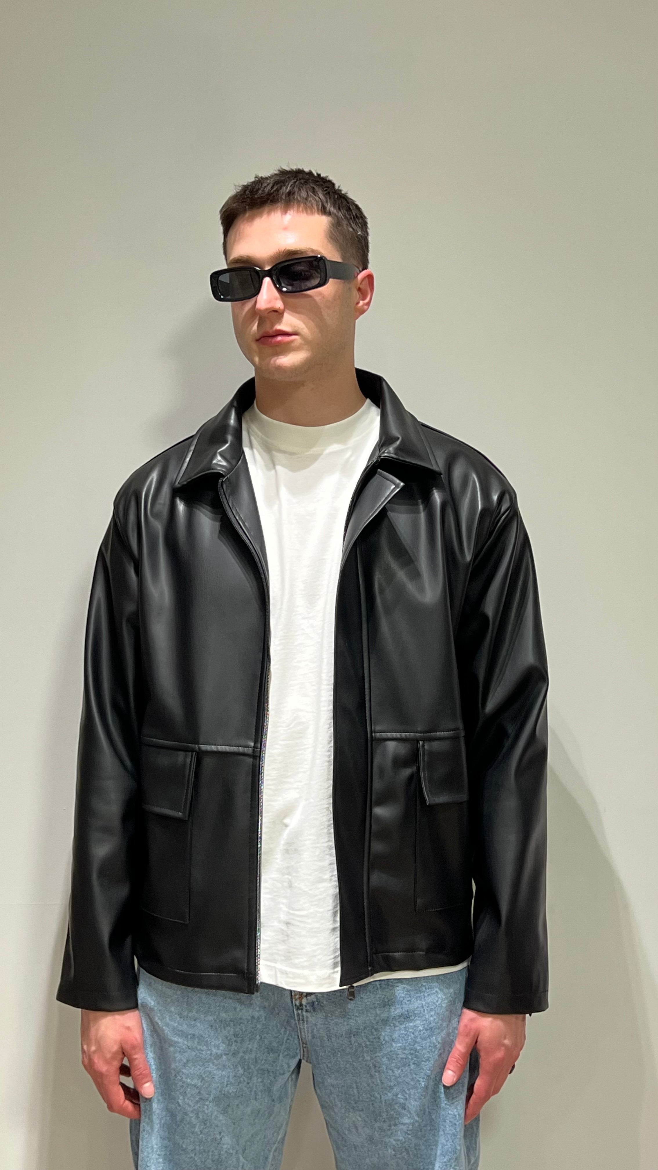 Giacca similpelle crop