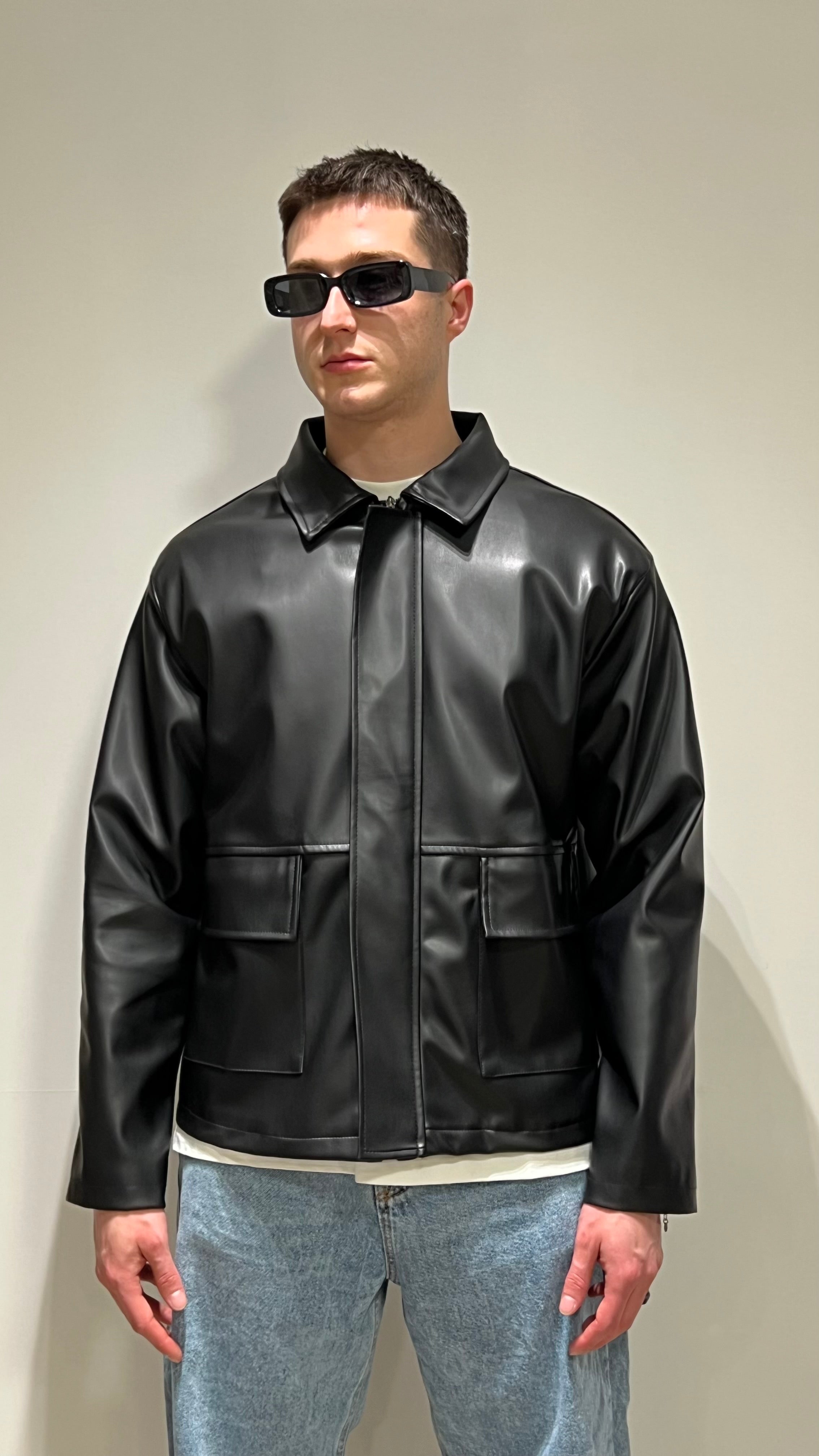Giacca similpelle crop