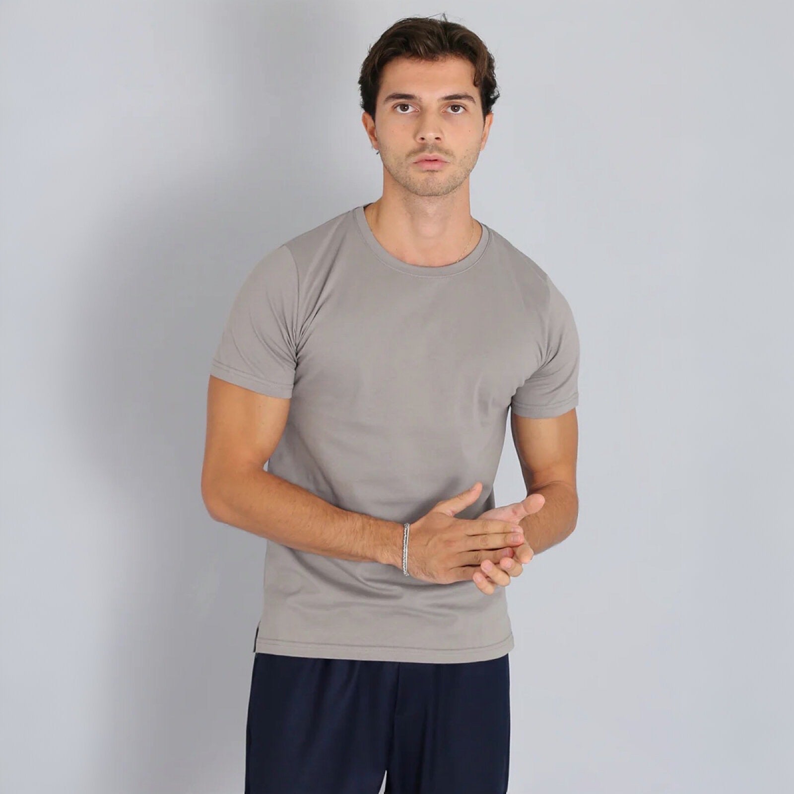 T-shirt basic con spacchetto - ferro