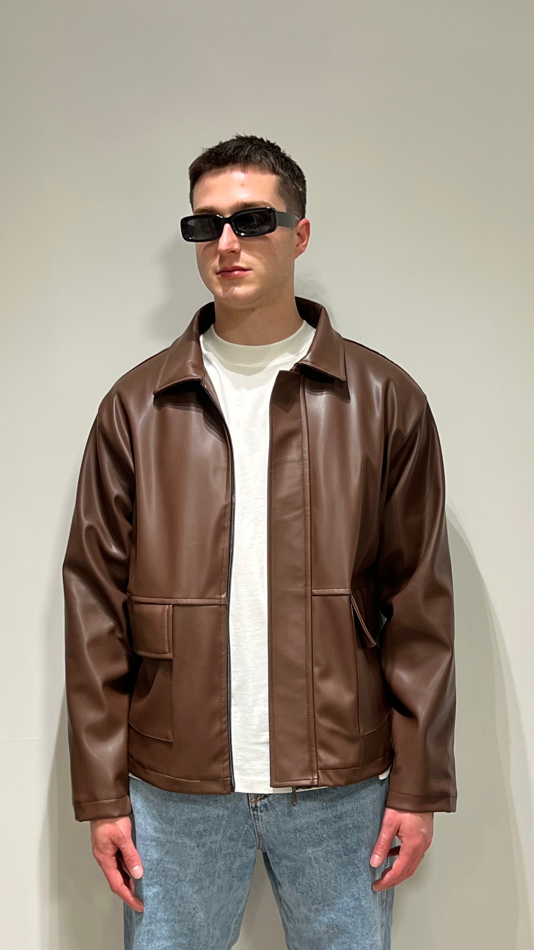 Giacca similpelle crop