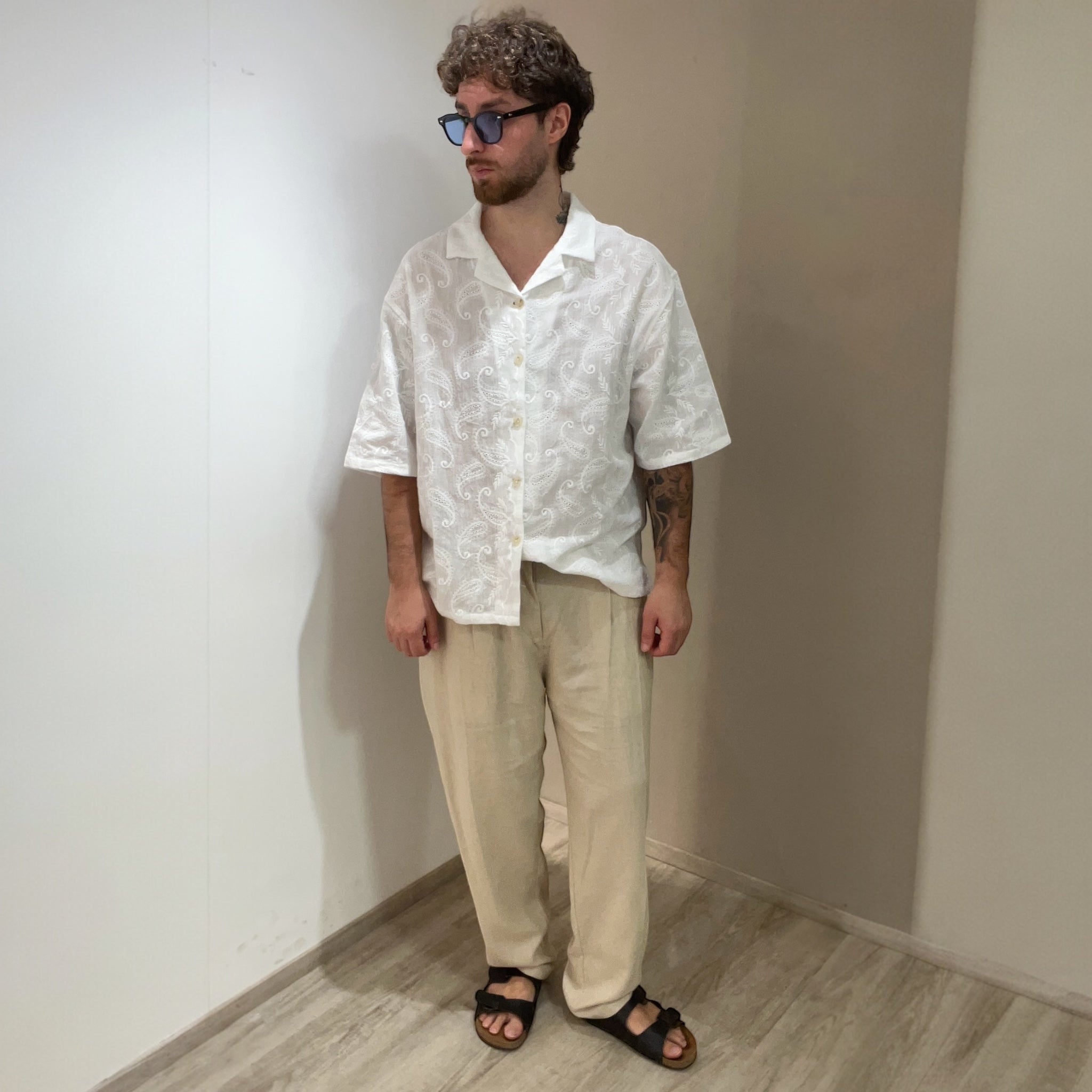 Pantalone relaxed fit misto lino