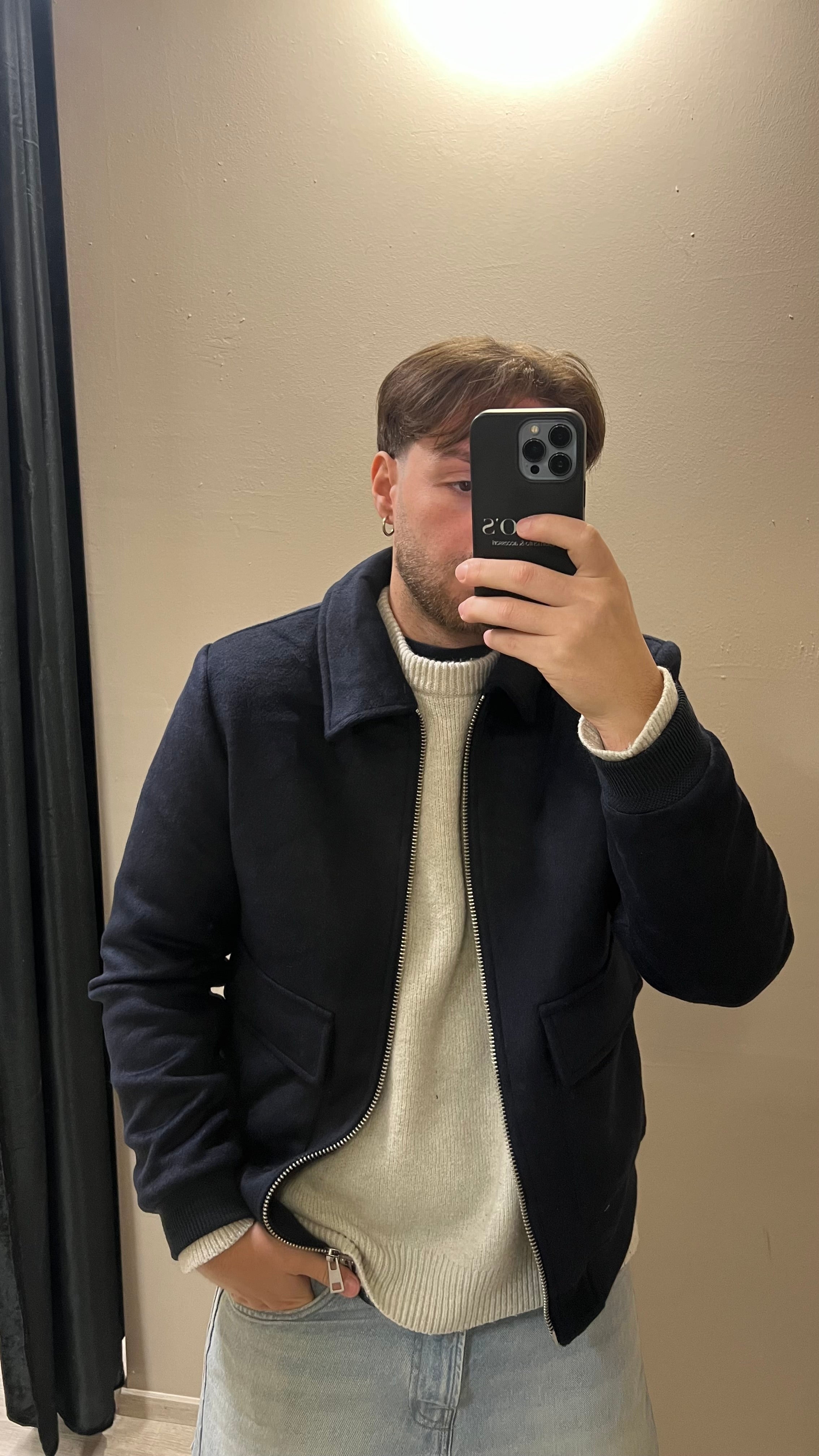 Jacket misto lana effetto scamosciato