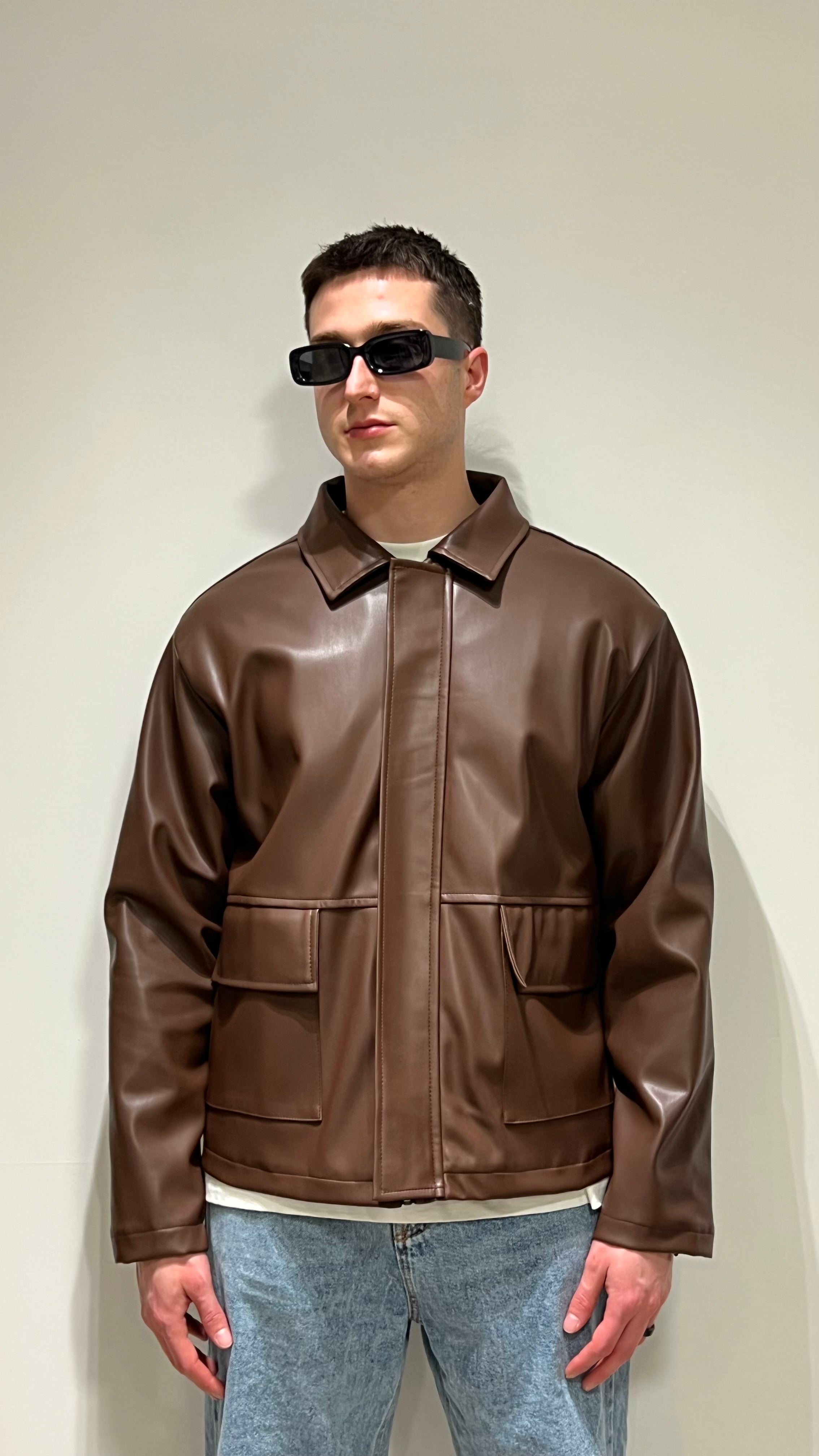Giacca similpelle crop