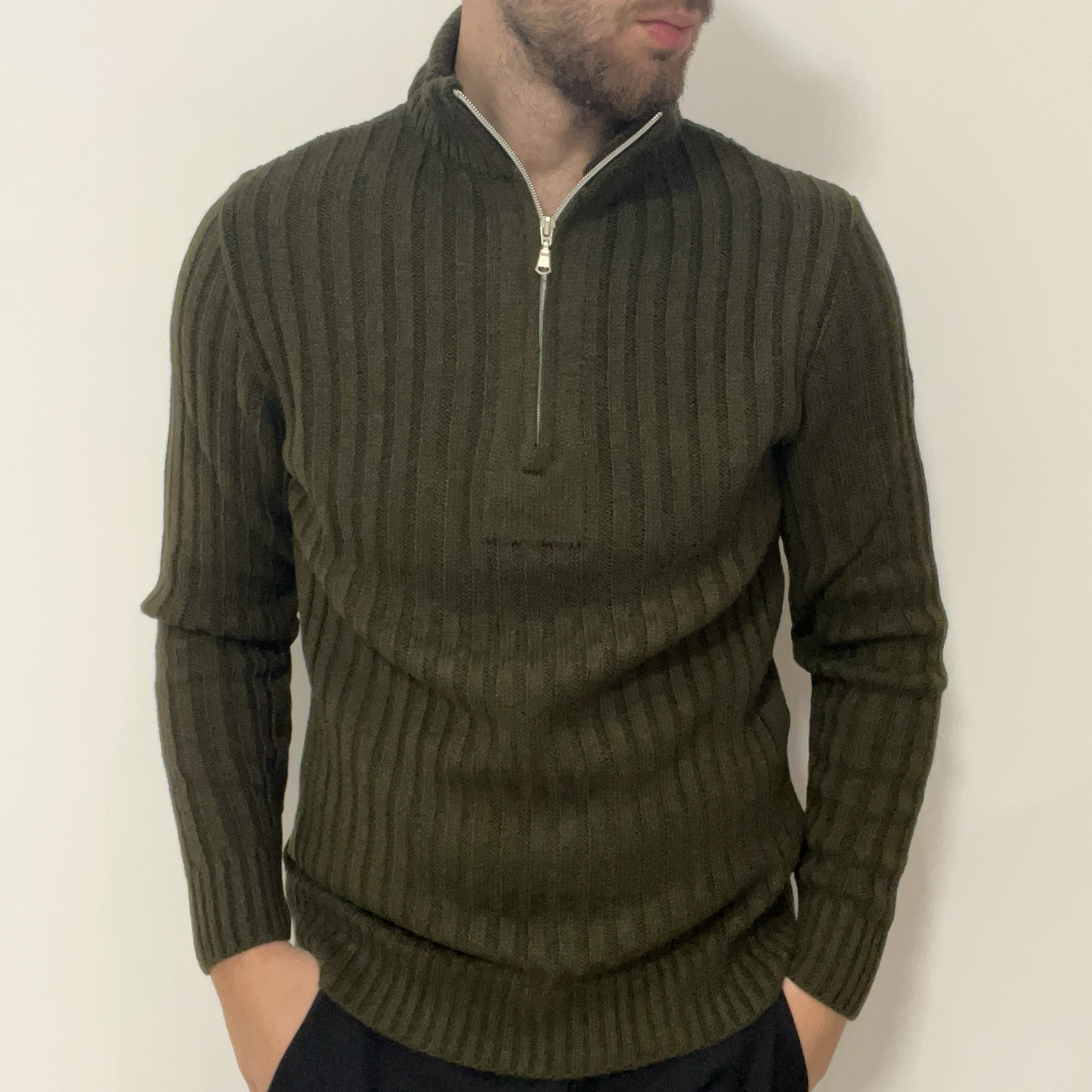 Maglione mezza zip - verde militare