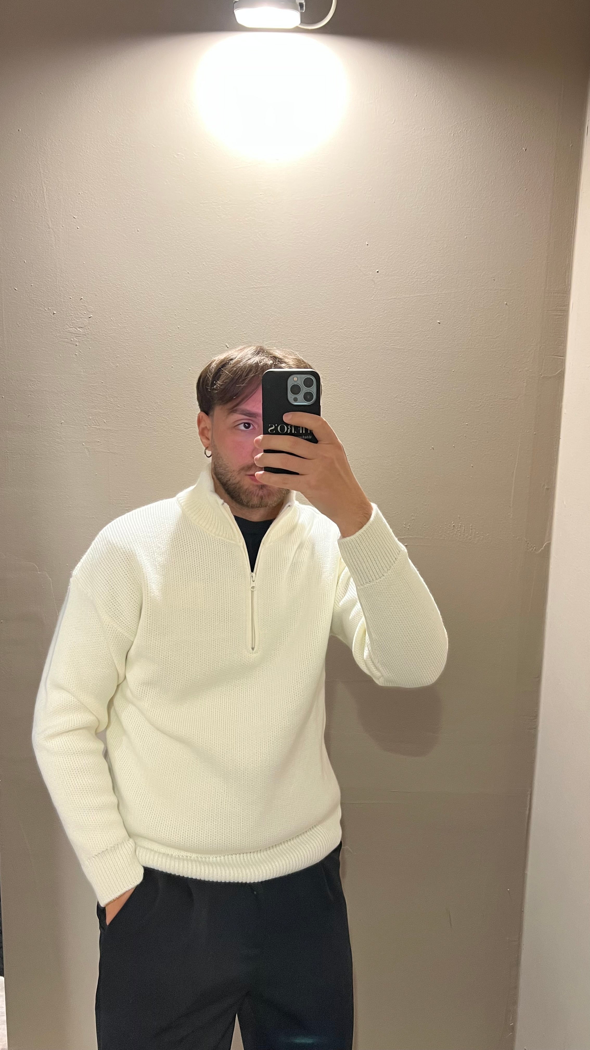 Maglia mezza zip misto lana