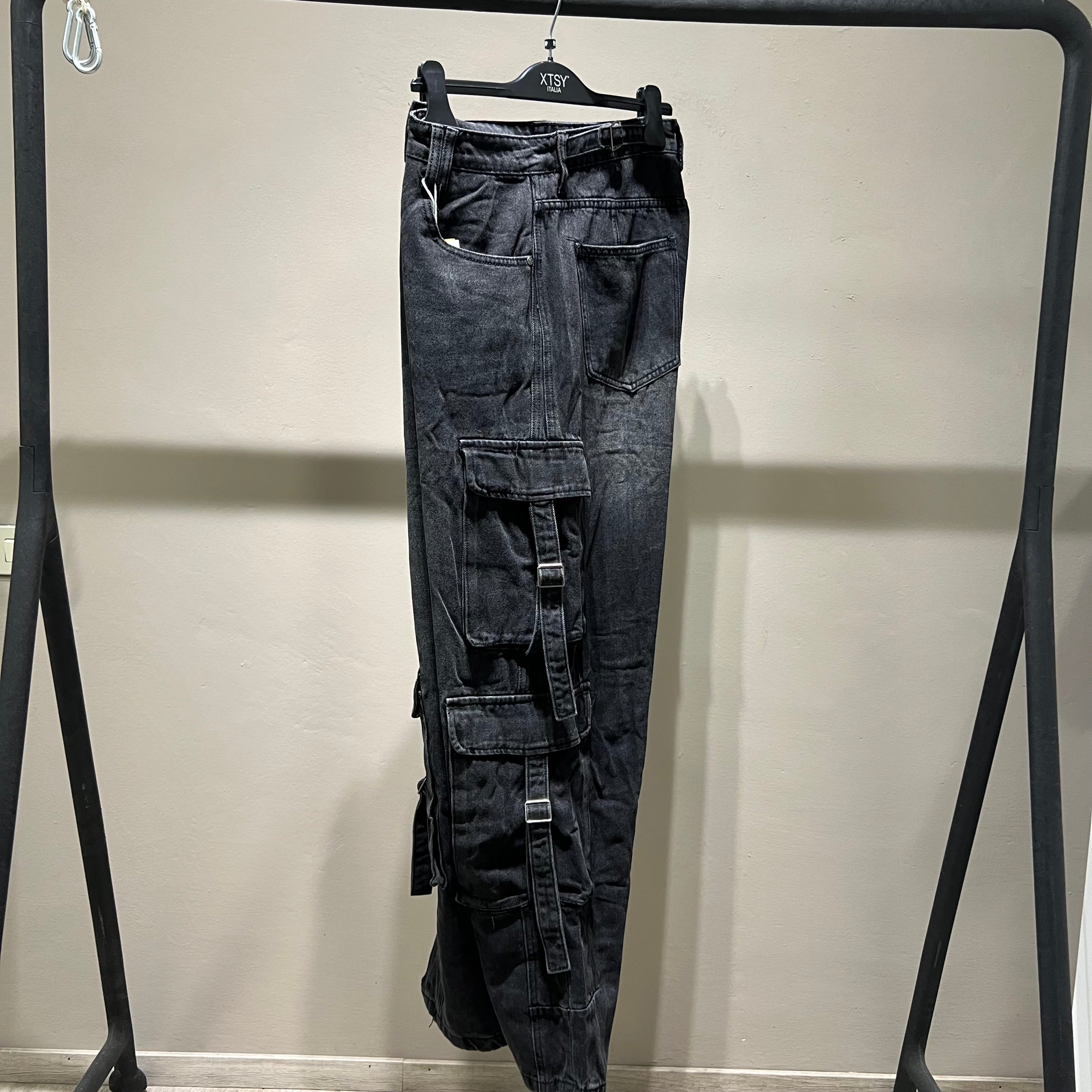 DENIM nero CARGO DOPPIA TASCA