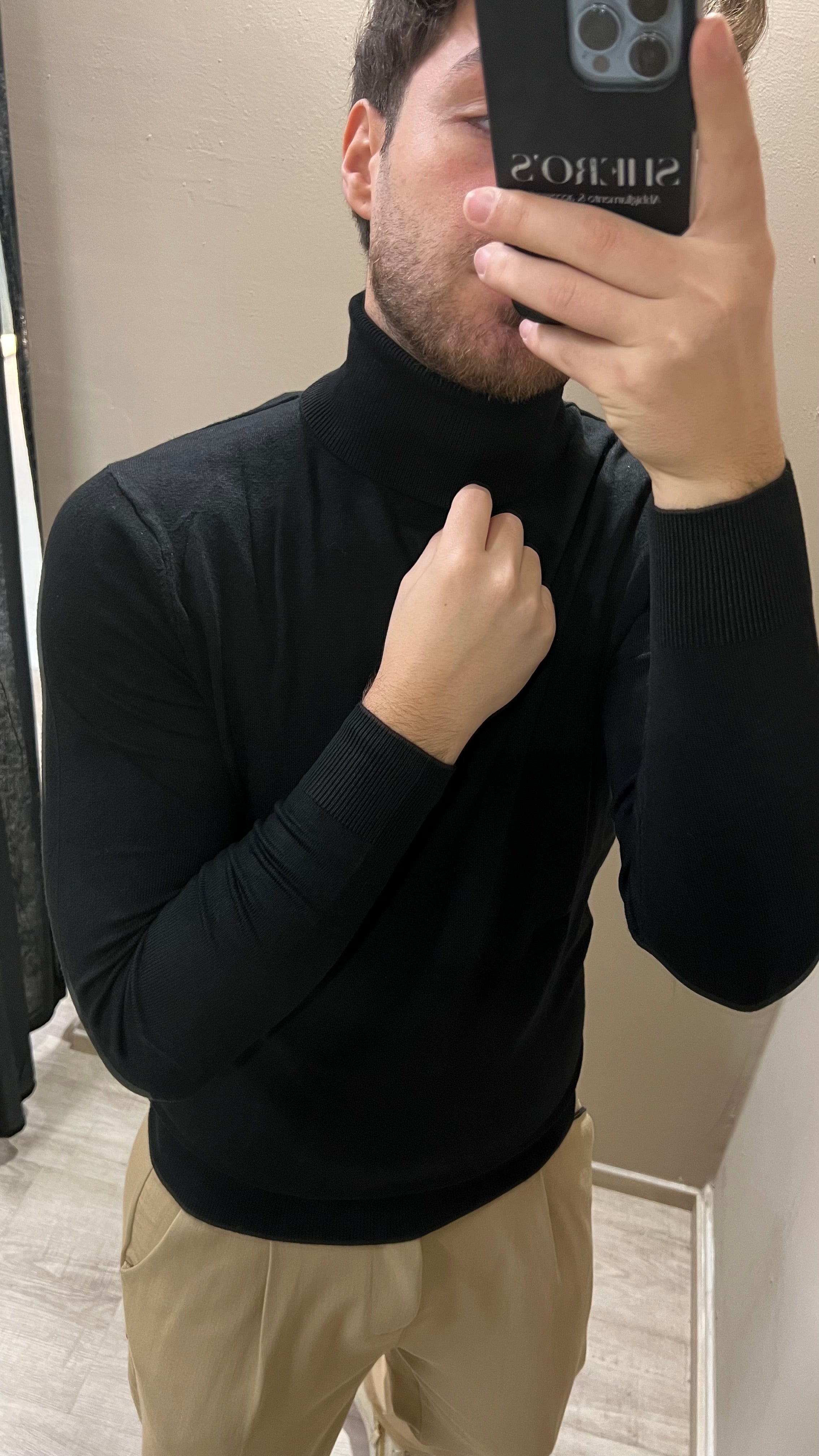 Dolcevita a maglia in viscosa soft - Nero