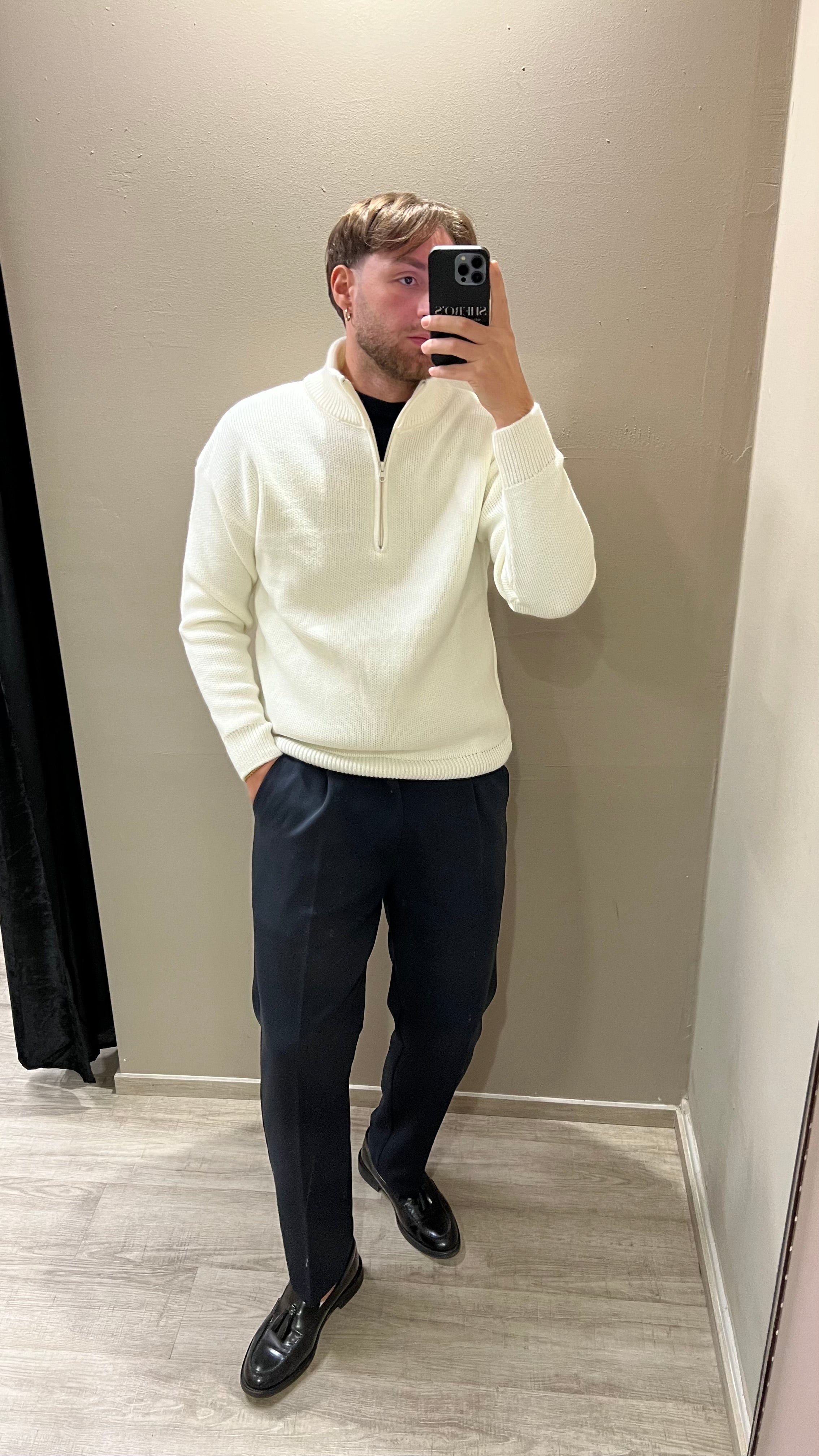 Maglia mezza zip misto lana