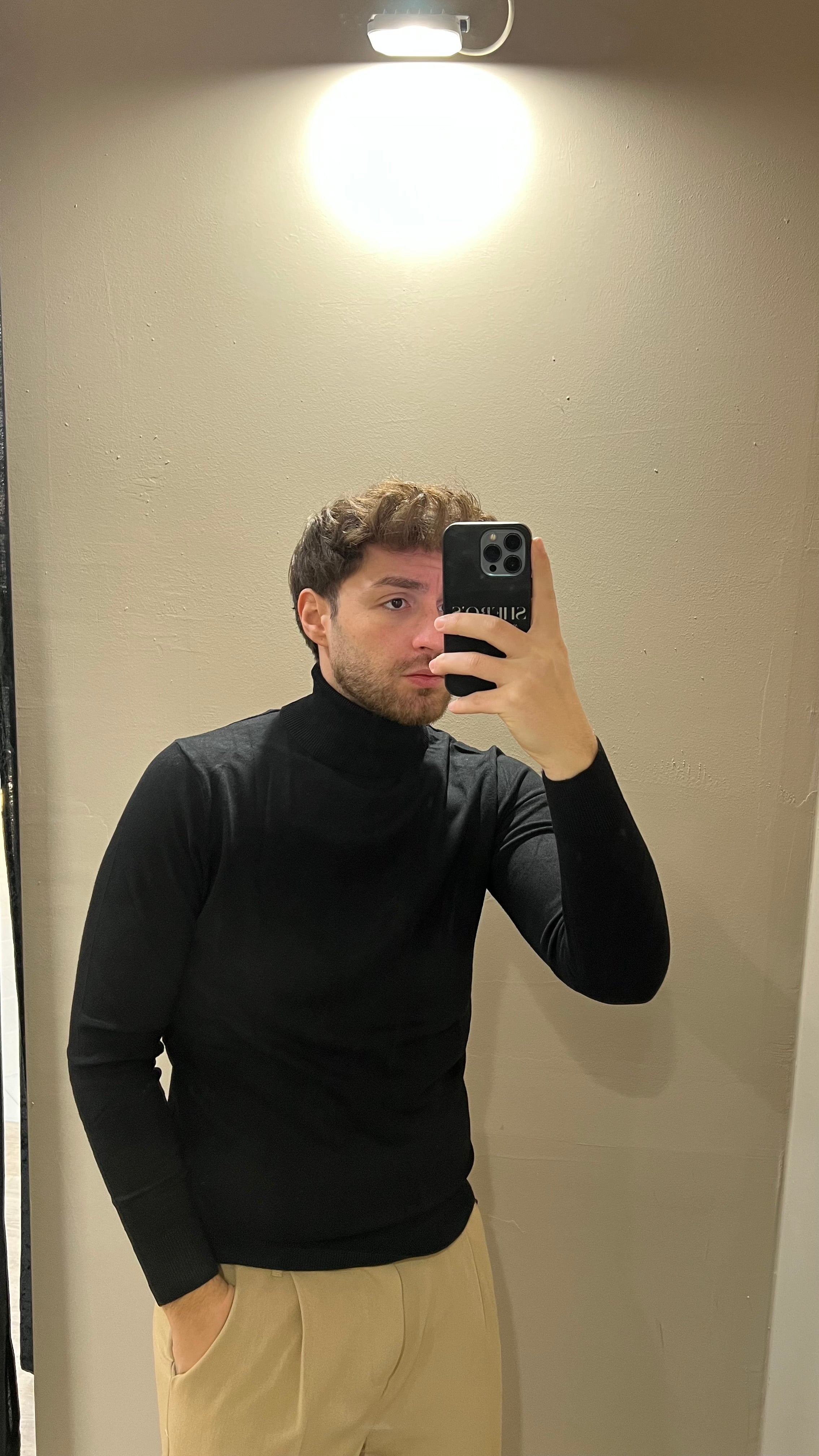 Dolcevita a maglia in viscosa soft - Nero