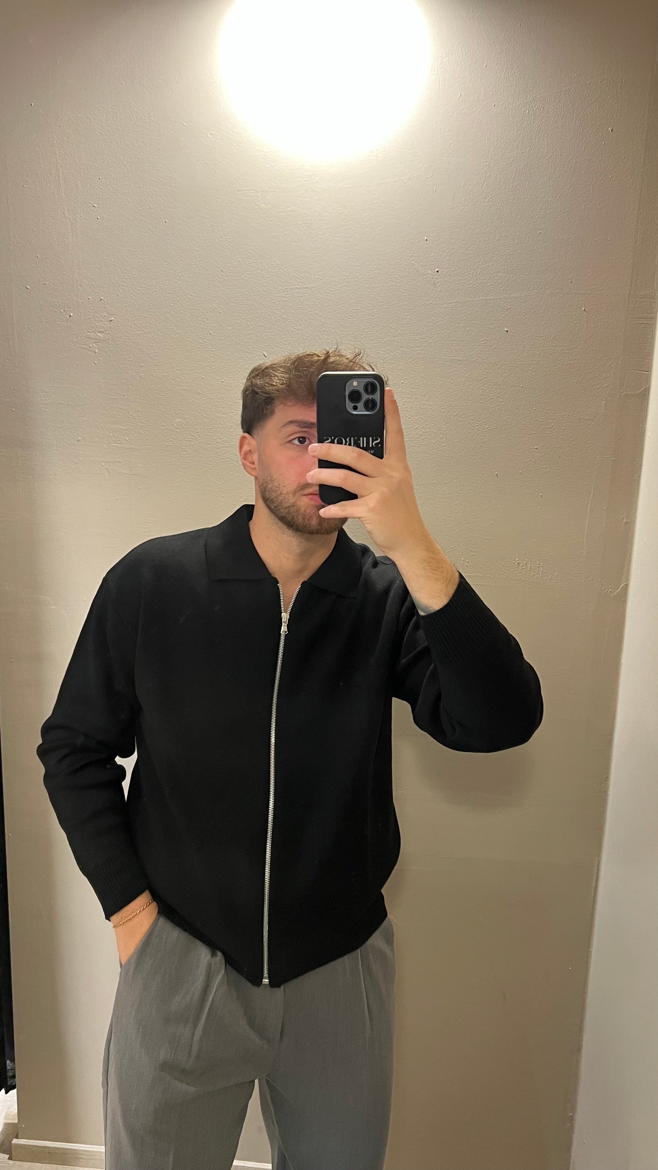 Cardigan polo con zip