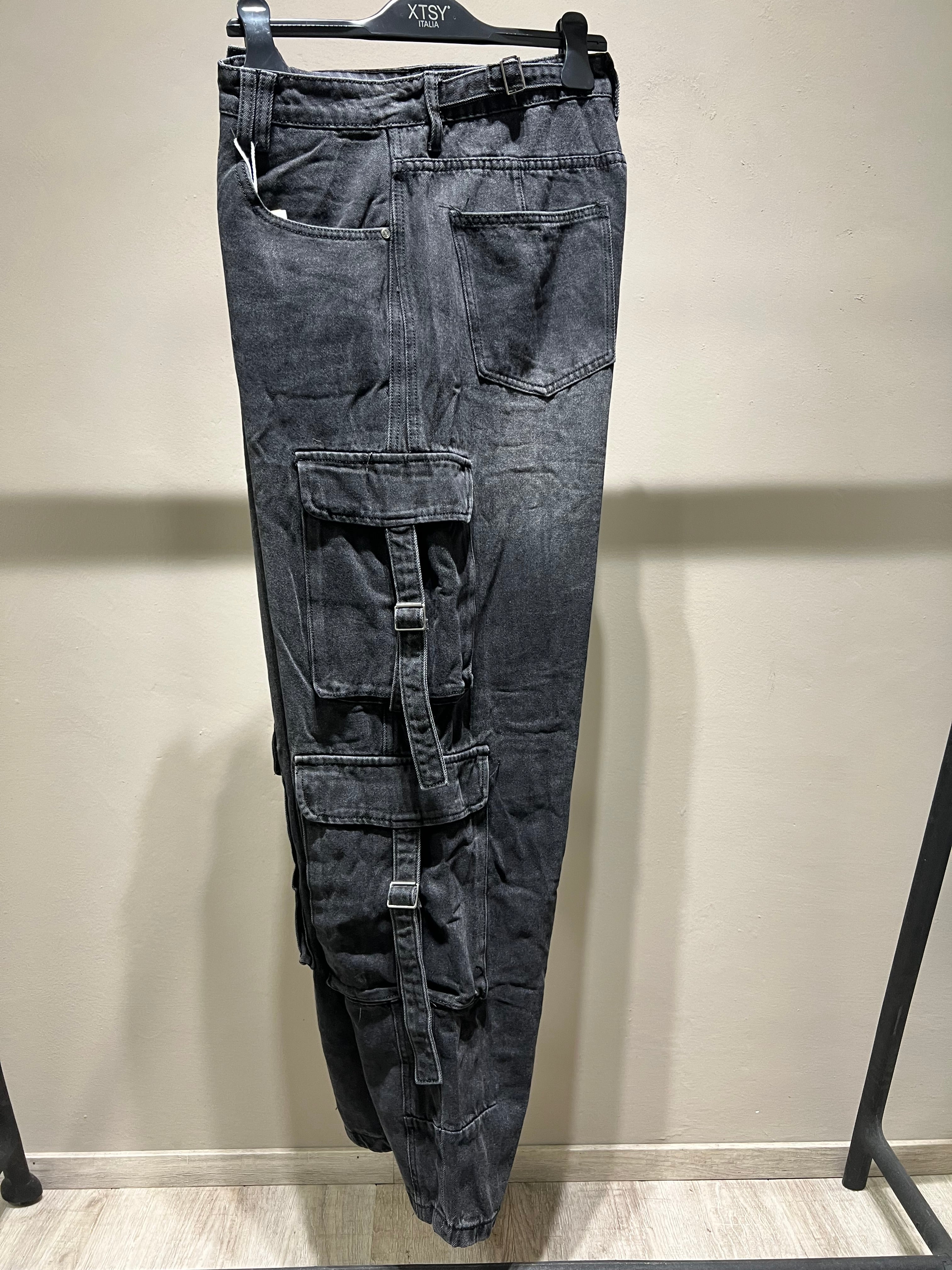 DENIM nero CARGO DOPPIA TASCA