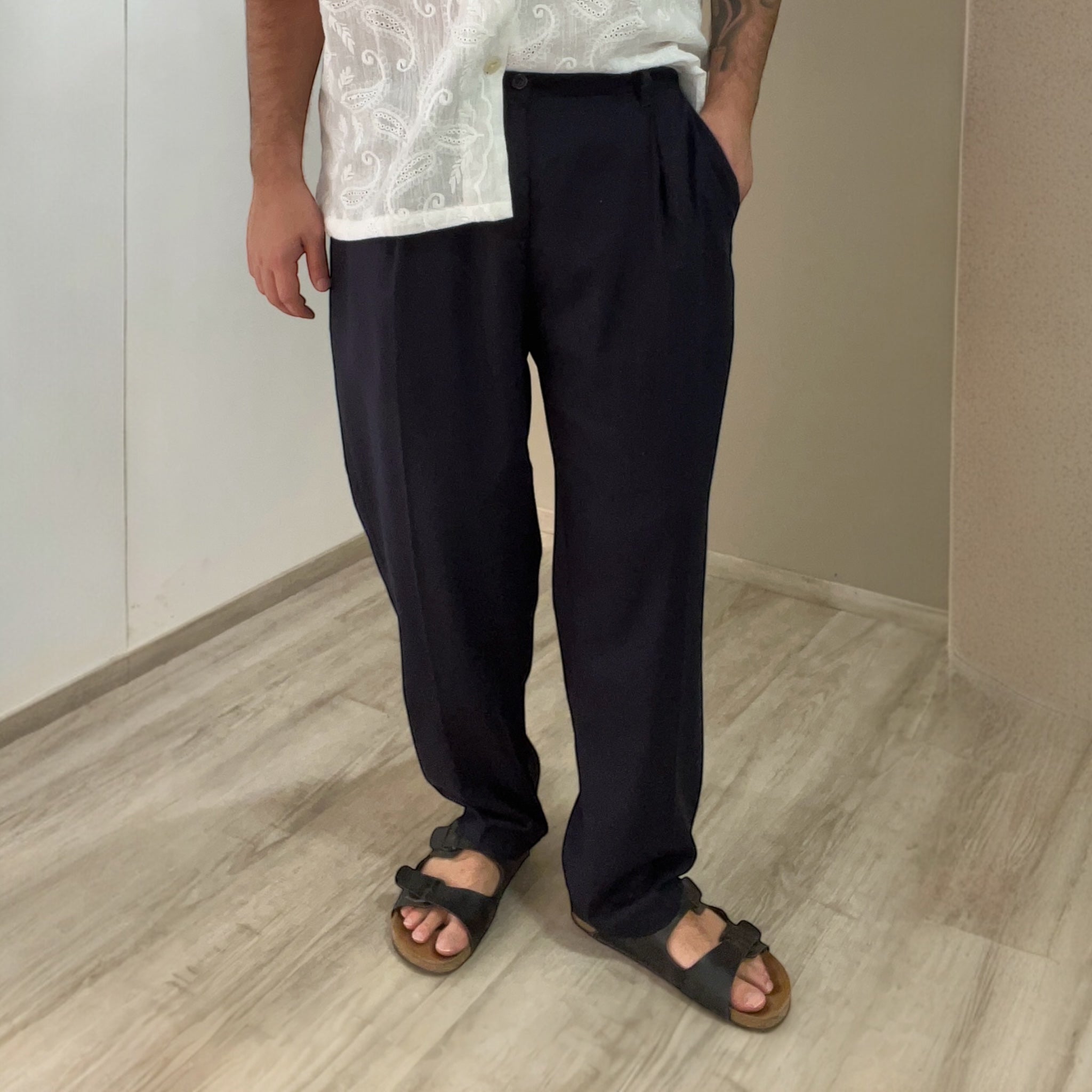 Pantalone relaxed fit misto lino