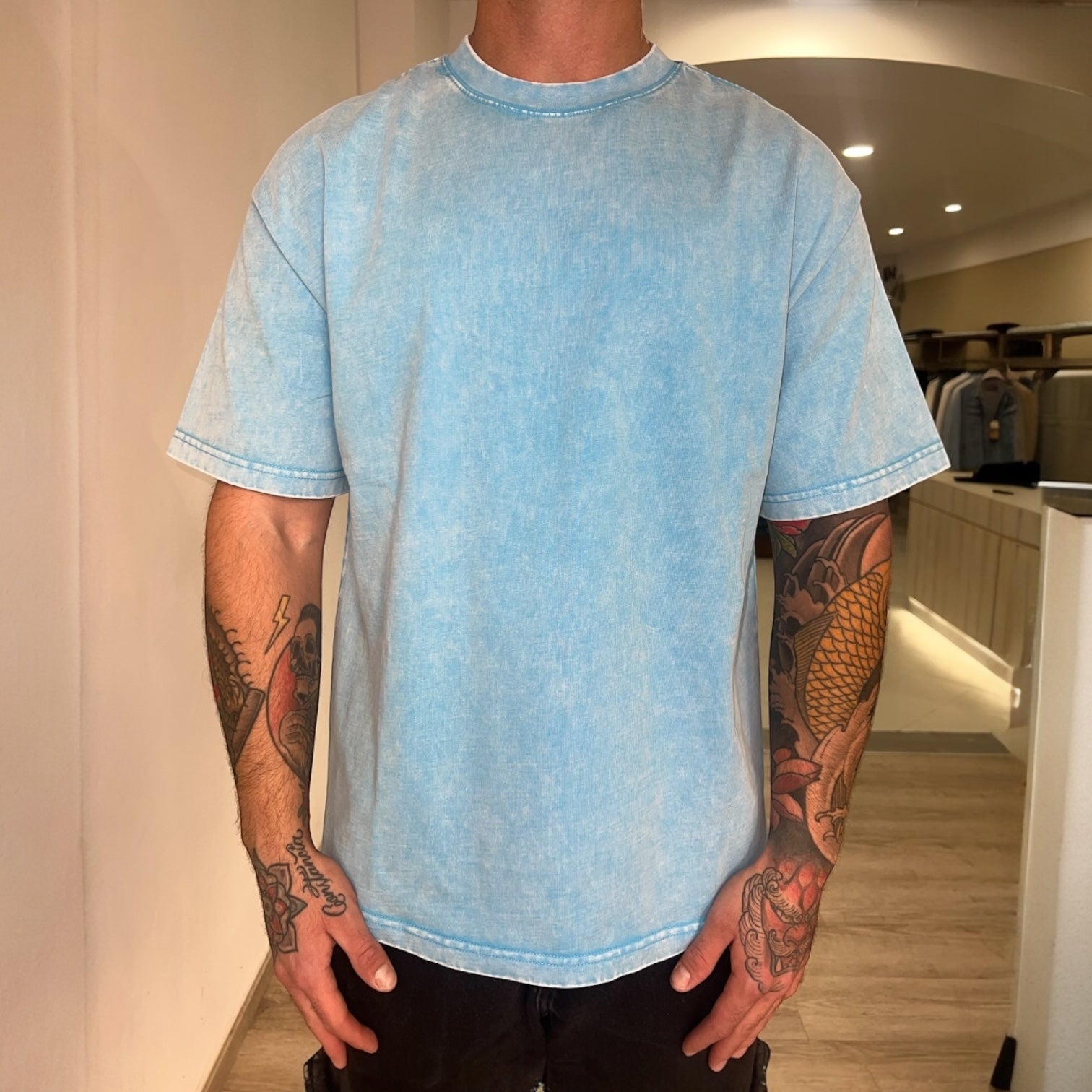 T shirt oversize wash azure